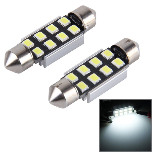 2 ชิ้น 36 มิลลิเมตรพู่ห้อย 3 วัตต์ 300LM แสงสีขาว 8 LED 3528 SMD Canbus โคมไฟอ่านหนังสือรถปราศจากข้อผิดพลาด DC 12, 36mm