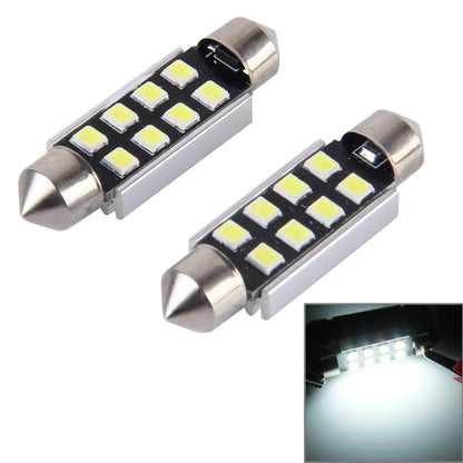 2 ชิ้น 39 มิลลิเมตรพู่ห้อย 3 วัตต์ 300LM แสงสีขาว 8 LED 3528 SMD Canbus โคมไฟอ่านหนังสือรถยนต์ที่ปราศจากข้อผิดพลาด DC 12, 39mm