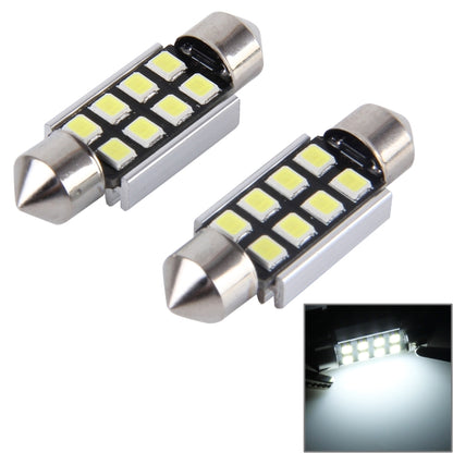 2 ชิ้น 41 มิลลิเมตรพู่ห้อย 3 วัตต์ 300LM แสงสีขาว 8 LED 3528 SMD Canbus โคมไฟอ่านหนังสือรถยนต์ที่ปราศจากข้อผิดพลาด DC 12, 41mm