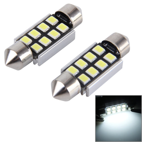 2 ชิ้น 41 มิลลิเมตรพู่ห้อย 3 วัตต์ 300LM แสงสีขาว 8 LED 3528 SMD Canbus โคมไฟอ่านหนังสือรถยนต์ที่ปราศจากข้อผิดพลาด DC 12, 41mm