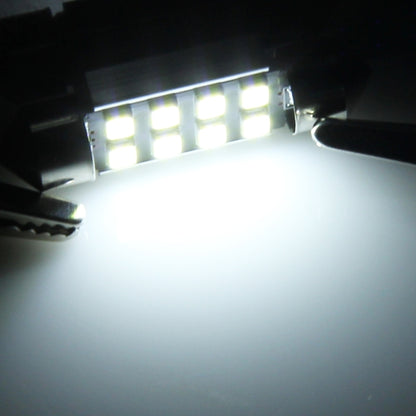 2 ชิ้น 41 มิลลิเมตรพู่ห้อย 3 วัตต์ 300LM แสงสีขาว 8 LED 3528 SMD Canbus โคมไฟอ่านหนังสือรถยนต์ที่ปราศจากข้อผิดพลาด DC 12, 41mm