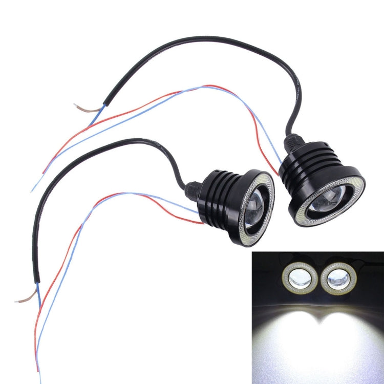 2 ชิ้น 2.5 นิ้ว DC12-24V 10W 900LM 6500K รถแองเจิลตาไฟตัดหมอก Foglight ความยาวสายเคเบิล: 20 ซม. (แสงสีขาว + แสงสีขาว), 2.5 inch 10W 900LM/6500K  White+White