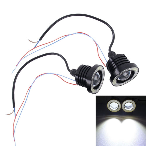2 ชิ้น 2.5 นิ้ว DC12-24V 10W 900LM 6500K รถแองเจิลตาไฟตัดหมอก Foglight ความยาวสายเคเบิล: 20 ซม. (แสงสีขาว + แสงสีขาว), 2.5 inch 10W 900LM/6500K  White+White