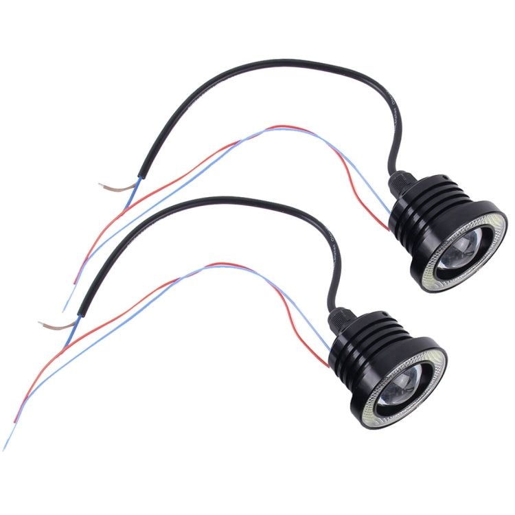 2 ชิ้น 2.5 นิ้ว DC12-24V 10W 900LM 6500K รถแองเจิลตาไฟตัดหมอก Foglight ความยาวสายเคเบิล: 20 ซม. (แสงสีขาว + แสงสีขาว), 2.5 inch 10W 900LM/6500K  White+White