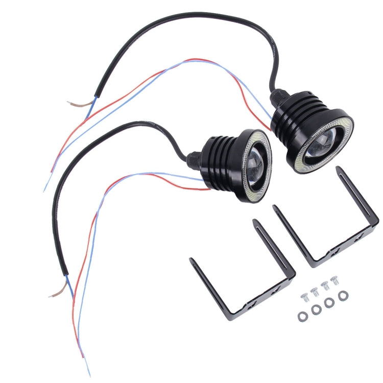 2 ชิ้น 2.5 นิ้ว DC12-24V 10W 900LM 6500K รถแองเจิลตาไฟตัดหมอก Foglight ความยาวสายเคเบิล: 20 ซม. (แสงสีขาว + แสงสีขาว), 2.5 inch 10W 900LM/6500K  White+White