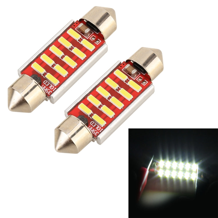 2 ชิ้น DC 12 โวลต์ 2 วัตต์ 39 มิลลิเมตร 4014 Bicuspid พอร์ตไม่มีการถอดรหัสรถโดมโคมไฟ LED ไฟอ่านหนังสือพร้อม 10 ไฟ LED, 39MM