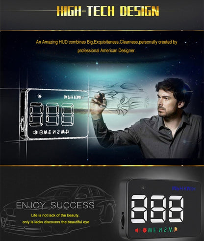 Geyiren A5 HUD 3.5 นิ้วรถ Head Up Display พร้อมระบบ GPS, จอแสดงผลสองโหมด, เซนเซอร์ตรวจจับแสง, ความเร็ว KM/h MPH, เข็มทิศ, สัญญาณเตือนความเร็ว, A5(Black), A5 (Green Light)