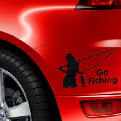 Beauty Go Fishing Style สติ๊กเกอร์สะท้อนแสงติดรถยนต์ ขนาด 14ซม. x 8.5ซม, Styling Reflective 2, Fishing Styling 2