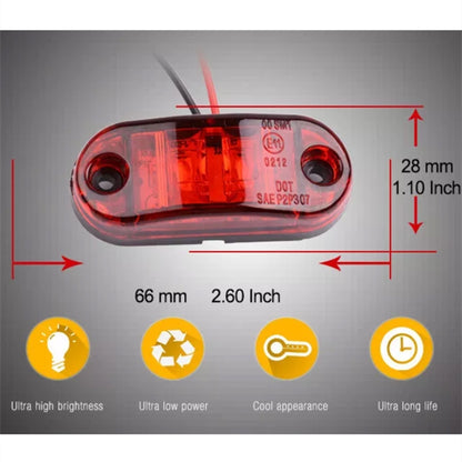 10 ชิ้น 10-30 โวลต์รถบรรทุกรถพ่วงปิรันย่า LED เครื่องหมายด้านข้างไฟกระพริบตาหลอดไฟ, แสงสีแดง, 10 PCS Red Light 10-30V