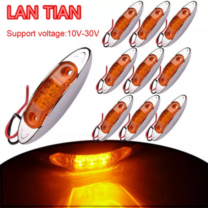 10 ชิ้น DC 10-30 โวลต์รถบรรทุกรถพ่วงปิรันย่า 3-LED เครื่องหมายด้านข้างไฟแสดงสถานะหลอดไฟโคมไฟ, สีอ่อน: สีเหลือง, 10 PCS Yellow Light