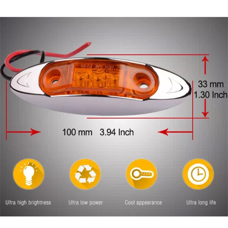 10 ชิ้น DC 10-30 โวลต์รถบรรทุกรถพ่วงปิรันย่า 3-LED เครื่องหมายด้านข้างไฟแสดงสถานะหลอดไฟโคมไฟ, สีอ่อน: สีเหลือง, 10 PCS Yellow Light