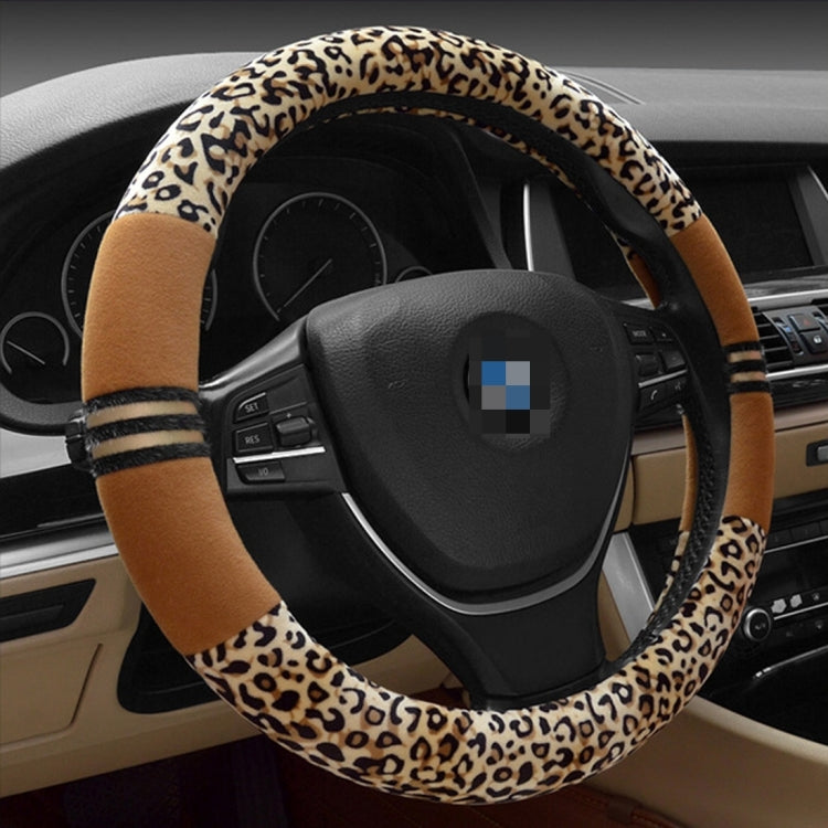 ฝาครอบพวงมาลัยลายเสือดาว Adaptation Steering Wheel เส้นผ่านศูนย์กลาง 37-38 ซม, 37-38cm Beige, 37-38cm Coffee, 37-38cm Black