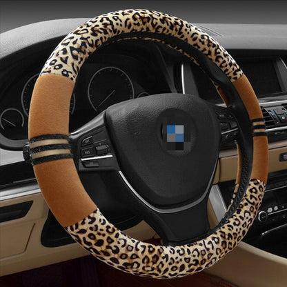 ฝาครอบพวงมาลัยลายเสือดาว Adaptation Steering Wheel เส้นผ่านศูนย์กลาง 37-38 ซม, 37-38cm Beige, 37-38cm Coffee, 37-38cm Black