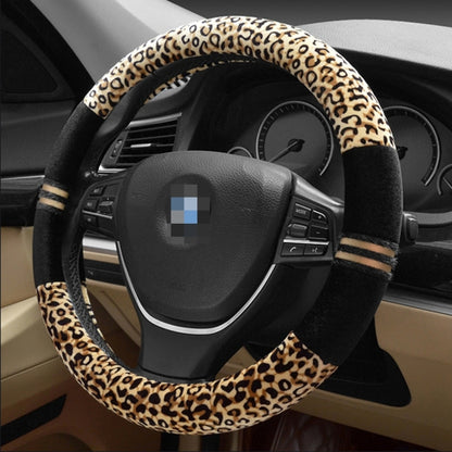 ฝาครอบพวงมาลัยลายเสือดาว Adaptation Steering Wheel เส้นผ่านศูนย์กลาง 37-38 ซม, 37-38cm Beige, 37-38cm Coffee, 37-38cm Black
