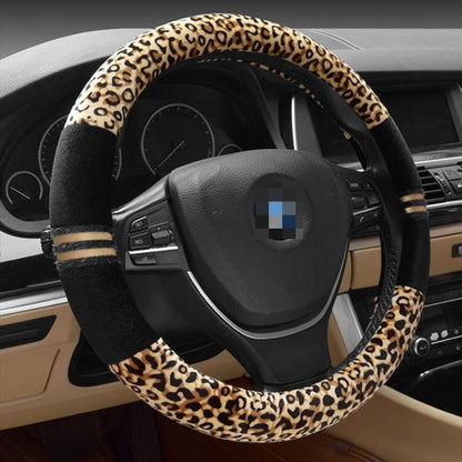 ฝาครอบพวงมาลัยลายเสือดาว Adaptation Steering Wheel เส้นผ่านศูนย์กลาง 37-38 ซม, 37-38cm Beige, 37-38cm Coffee, 37-38cm Black