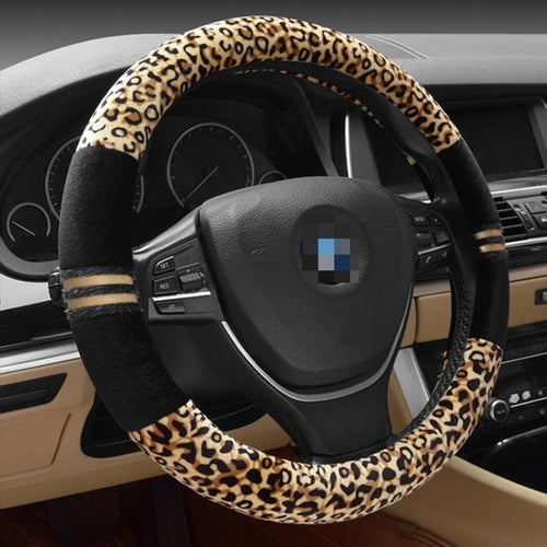 ฝาครอบพวงมาลัยลายเสือดาว Adaptation Steering Wheel เส้นผ่านศูนย์กลาง 37-38 ซม, 37-38cm Beige, 37-38cm Coffee, 37-38cm Black