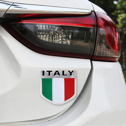 สติ๊กเกอร์ตกแต่งตรารถยนต์โลหะรูปร่างโล่ ขนาด: เล็ก, French Flag, Italy Flag 2