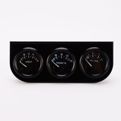 52mm 3 in 1 Auto Gauge รถมิเตอร์โวลต์มิเตอร์ + เครื่องวัดอุณหภูมิน้ำ + เกจวัดแรงดันน้ำมัน, Voltmeter + Water Temp Gauge + Oil press Gauge