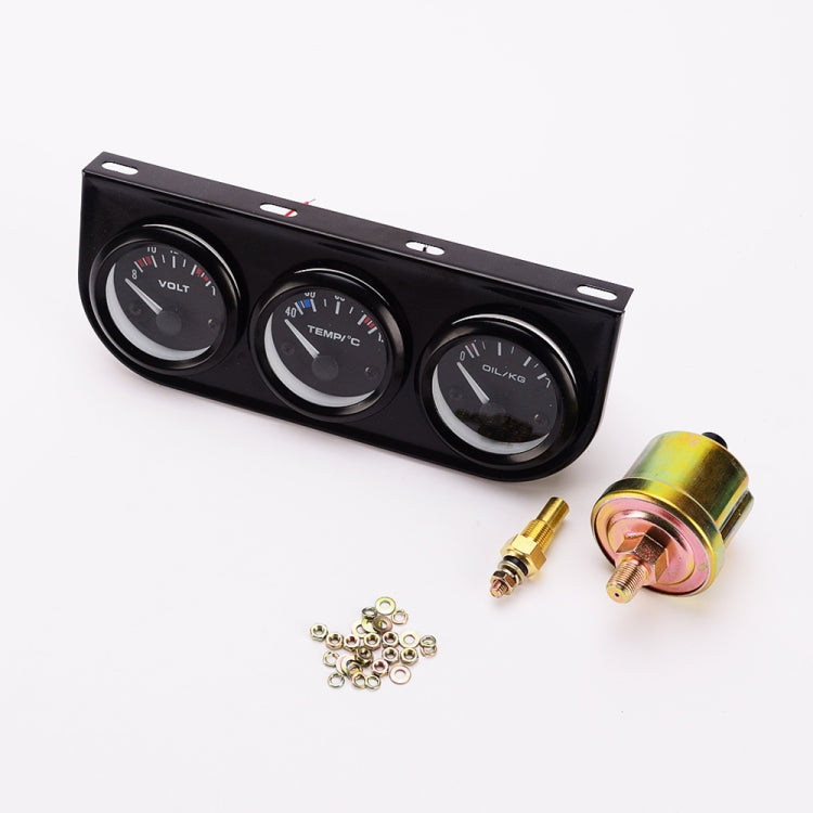 52mm 3 in 1 Auto Gauge รถมิเตอร์โวลต์มิเตอร์ + เครื่องวัดอุณหภูมิน้ำ + เกจวัดแรงดันน้ำมัน, Voltmeter + Water Temp Gauge + Oil press Gauge