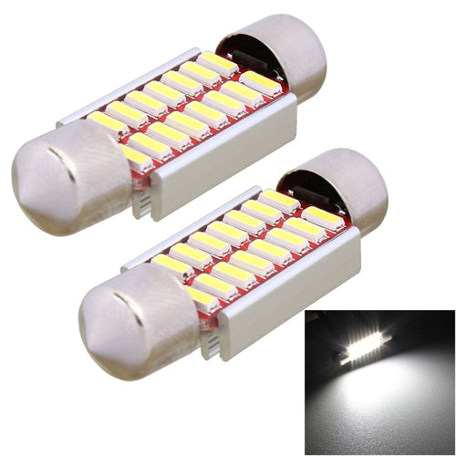 2 ชิ้นพู่ห้อย 36 มิลลิเมตร 2 วัตต์ 160LM แสงสีขาว 16 LED SMD 4014 ข้อผิดพลาดฟรีไฟป้ายทะเบียนรถหลอดไฟ, 36mm