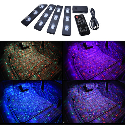 4 in 1 3.2W 12 LEDs RGB รถ พื้นภายในตกแต่งบรรยากาศโคมไฟนีออนที่มีสีสันพร้อมรีโมทคอนโทรลไร้สายและฟังก์ชั่นควบคุมเสียง, A12