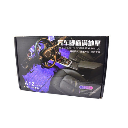 4 in 1 3.2W 12 LEDs RGB รถ พื้นภายในตกแต่งบรรยากาศโคมไฟนีออนที่มีสีสันพร้อมรีโมทคอนโทรลไร้สายและฟังก์ชั่นควบคุมเสียง, A12