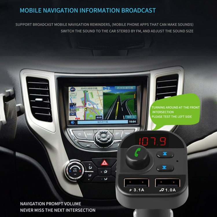 805E การชาร์จ USB แบบคู่เครื่องส่งสัญญาณ FM Bluetooth เครื่องเล่นเพลง MP3 ชุดอุปกรณ์ติดรถยนต์รองรับการโทรแบบแฮนด์ฟรีและอ่านการ์ด TF / U Disk Music, 805E