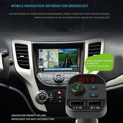 805E การชาร์จ USB แบบคู่เครื่องส่งสัญญาณ FM Bluetooth เครื่องเล่นเพลง MP3 ชุดอุปกรณ์ติดรถยนต์รองรับการโทรแบบแฮนด์ฟรีและอ่านการ์ด TF / U Disk Music, 805E