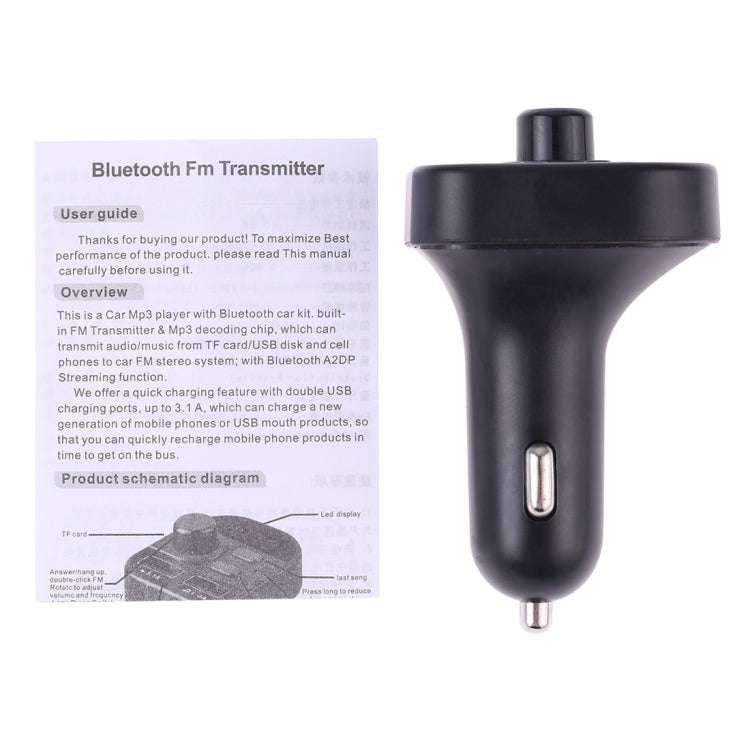 805E การชาร์จ USB แบบคู่เครื่องส่งสัญญาณ FM Bluetooth เครื่องเล่นเพลง MP3 ชุดอุปกรณ์ติดรถยนต์รองรับการโทรแบบแฮนด์ฟรีและอ่านการ์ด TF / U Disk Music, 805E