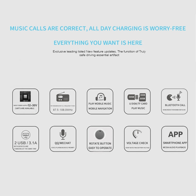 805E การชาร์จ USB แบบคู่เครื่องส่งสัญญาณ FM Bluetooth เครื่องเล่นเพลง MP3 ชุดอุปกรณ์ติดรถยนต์รองรับการโทรแบบแฮนด์ฟรีและอ่านการ์ด TF / U Disk Music, 805E