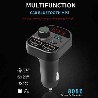 805E การชาร์จ USB แบบคู่เครื่องส่งสัญญาณ FM Bluetooth เครื่องเล่นเพลง MP3 ชุดอุปกรณ์ติดรถยนต์รองรับการโทรแบบแฮนด์ฟรีและอ่านการ์ด TF / U Disk Music, 805E