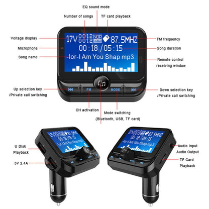 BC32 การชาร์จ USB แบบคู่ Bluetooth เครื่องชาร์จในรถยนต์แบบแฮนด์ฟรีเครื่องส่งสัญญาณ FM เครื่องเล่นเพลง MP3 ชุดอุปกรณ์ติดรถยนต์รองรับการโทรแบบแฮนด์ฟรีและการบันทึก Micro SD และการตรวจจับแรงดันไฟฟ้า, BC32