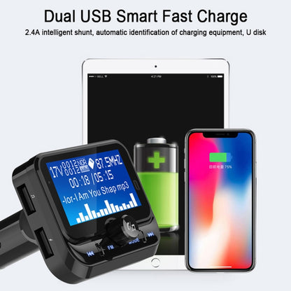 BC32 การชาร์จ USB แบบคู่ Bluetooth เครื่องชาร์จในรถยนต์แบบแฮนด์ฟรีเครื่องส่งสัญญาณ FM เครื่องเล่นเพลง MP3 ชุดอุปกรณ์ติดรถยนต์รองรับการโทรแบบแฮนด์ฟรีและการบันทึก Micro SD และการตรวจจับแรงดันไฟฟ้า, BC32