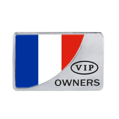 Universal Car France Flag รูปสี่เหลี่ยมผืนผ้า VIP โลหะสติกเกอร์ตกแต่ง, France Flag (Silver)