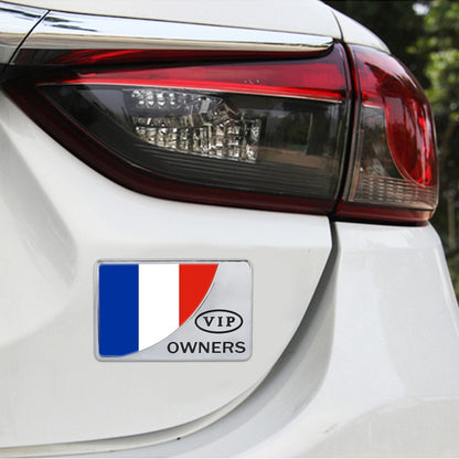 Universal Car France Flag รูปสี่เหลี่ยมผืนผ้า VIP โลหะสติกเกอร์ตกแต่ง, France Flag (Silver)