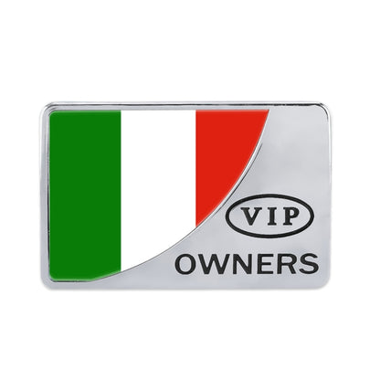 Universal Car Italy Flag รูปทรงสี่เหลี่ยมผืนผ้า VIP โลหะสติกเกอร์ตกแต่ง, Italy Flag (Silver)