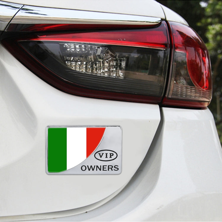 Universal Car Italy Flag รูปทรงสี่เหลี่ยมผืนผ้า VIP โลหะสติกเกอร์ตกแต่ง, Italy Flag (Silver)