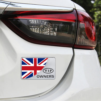 Universal Car UK Flag รูปสี่เหลี่ยมผืนผ้า VIP โลหะสติกเกอร์ตกแต่ง, UK Flag (Silver)