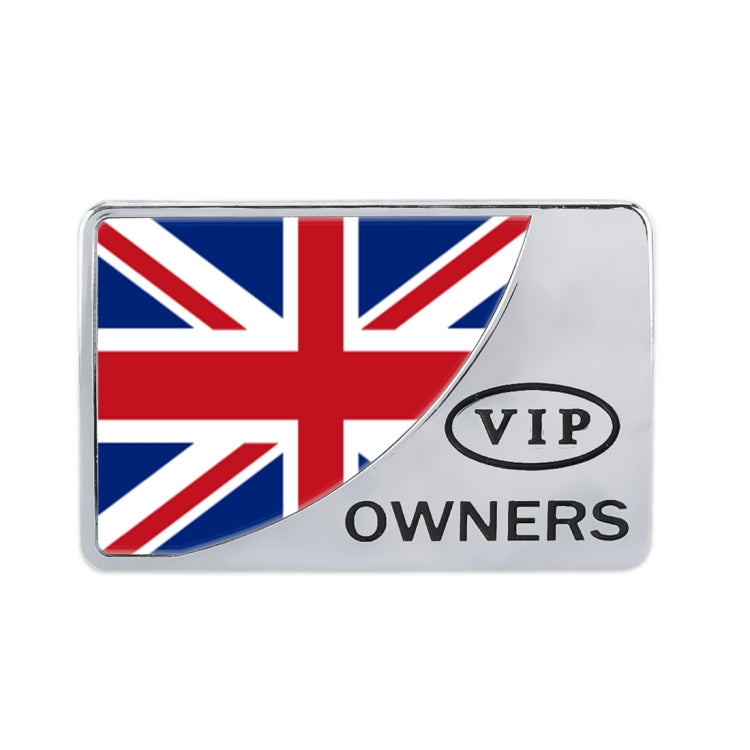 Universal Car UK Flag รูปสี่เหลี่ยมผืนผ้า VIP โลหะสติกเกอร์ตกแต่ง, UK Flag (Silver)
