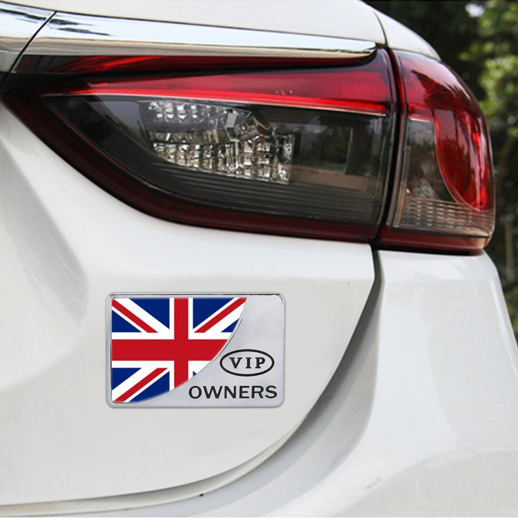 Universal Car UK Flag รูปสี่เหลี่ยมผืนผ้า VIP โลหะสติกเกอร์ตกแต่ง, UK Flag (Silver)