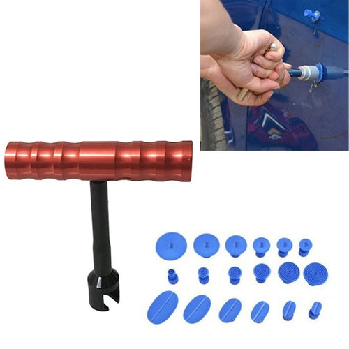 19 in 1 Auto Repair Body ชุดเครื่องมือ Paintless Dent Repair Hail Removal สีแดงขนาดเล็ก T บาร์สไลด์ค้อน Dent Repair ชุดเครื่องมือ, 19 in 1 Small Red T Bar