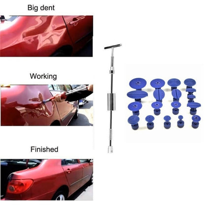 19 in 1 Auto Repair Body ชุดเครื่องมือ Paintless Dent Repair Hail Removal Silver T บาร์สไลด์ค้อน Dent Repair ชุดเครื่องมือ, 19 PCS Silver T Bar