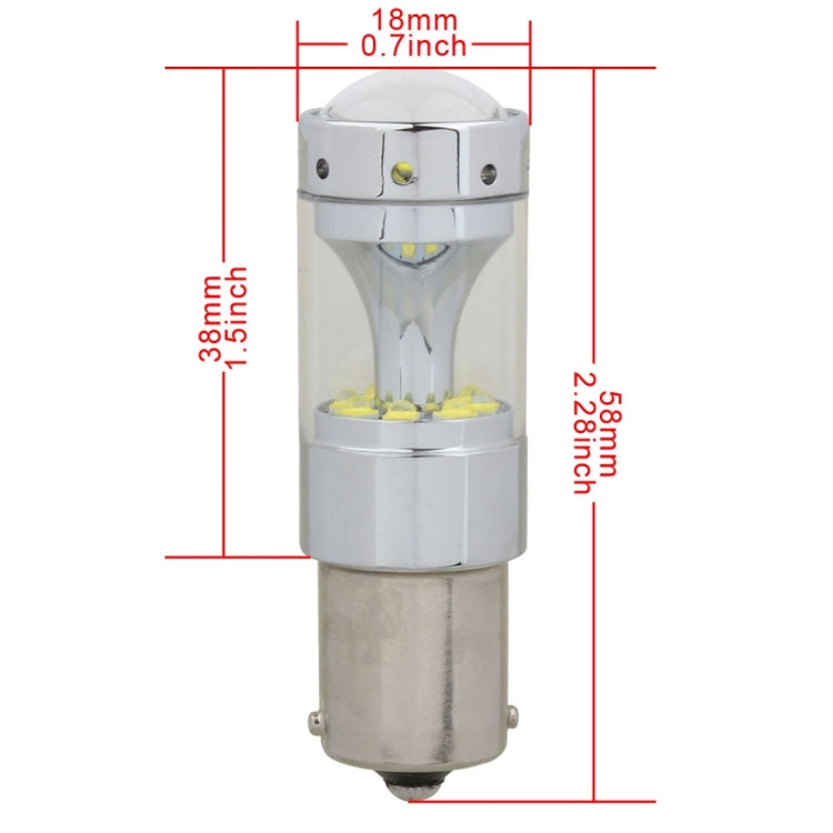 2 ชิ้น 1156 60 วัตต์ 1200 LM 6000K รถยนต์ไฟเบรกอัตโนมัติเปิดไฟสำรองที่มี 12 หลอด CREE XB-D, DC 12V, 1156