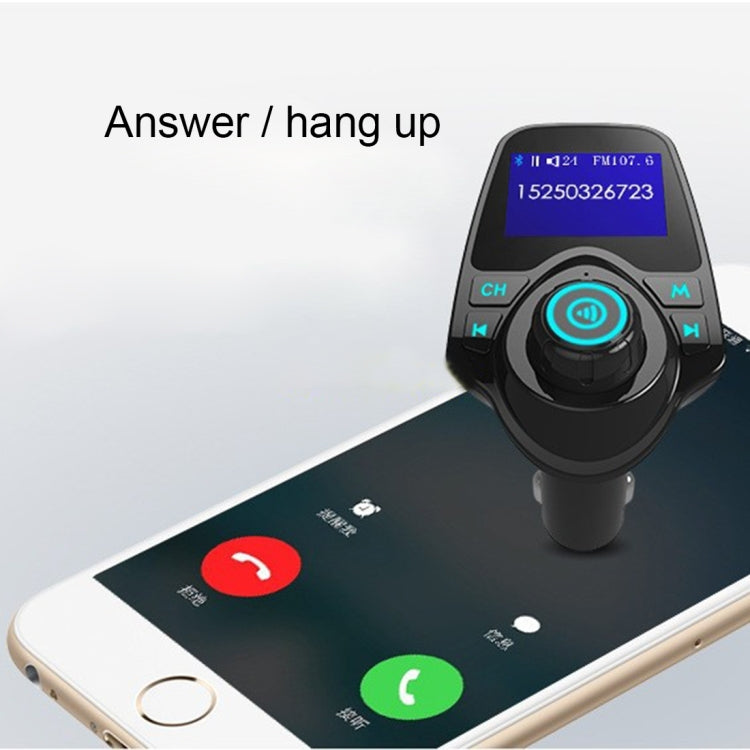 T11 เครื่องส่งสัญญาณ FM Bluetooth เครื่องเล่น MP3 ในรถยนต์พร้อมจอแสดงผล LED รองรับการชาร์จ USB คู่และแฮนด์ฟรีและการ์ด TF และฟังก์ชั่นเล่นเพลงดิสก์ U, T11
