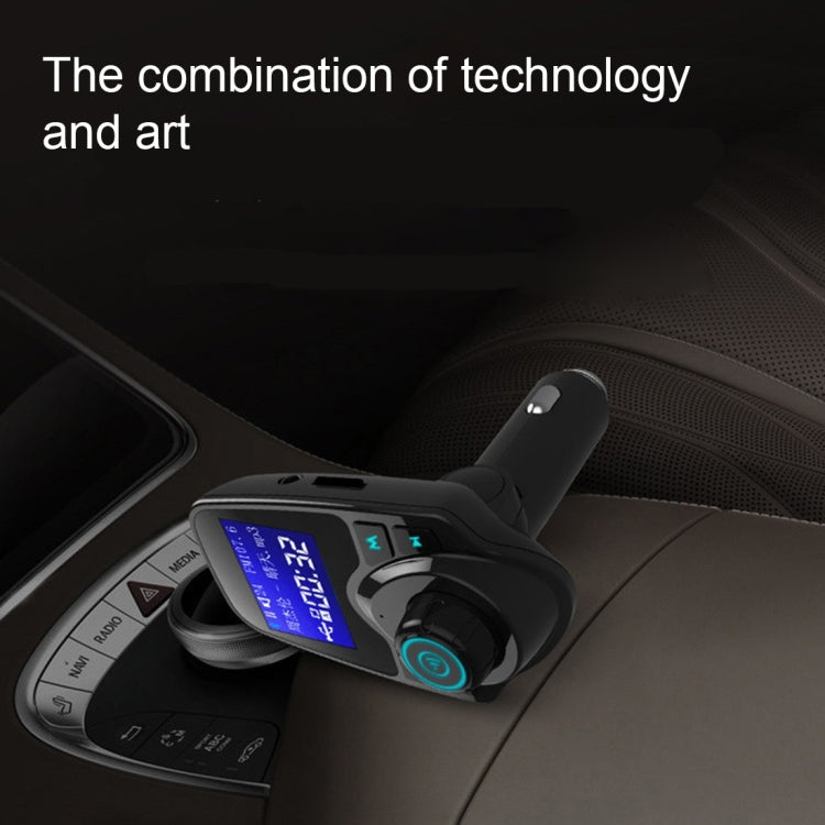 T11 เครื่องส่งสัญญาณ FM Bluetooth เครื่องเล่น MP3 ในรถยนต์พร้อมจอแสดงผล LED รองรับการชาร์จ USB คู่และแฮนด์ฟรีและการ์ด TF และฟังก์ชั่นเล่นเพลงดิสก์ U, T11