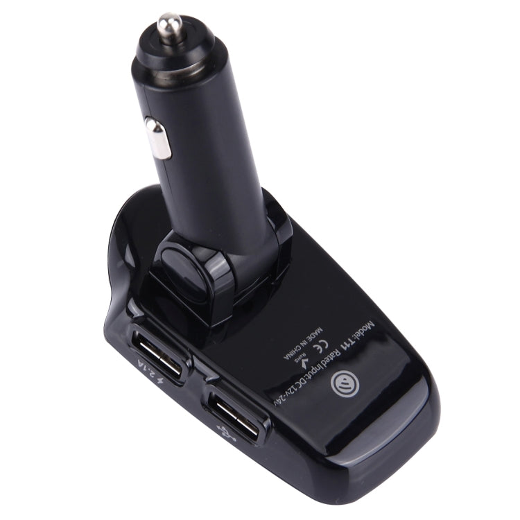 T11 เครื่องส่งสัญญาณ FM Bluetooth เครื่องเล่น MP3 ในรถยนต์พร้อมจอแสดงผล LED รองรับการชาร์จ USB คู่และแฮนด์ฟรีและการ์ด TF และฟังก์ชั่นเล่นเพลงดิสก์ U, T11