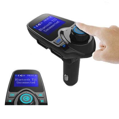T11 เครื่องส่งสัญญาณ FM Bluetooth เครื่องเล่น MP3 ในรถยนต์พร้อมจอแสดงผล LED รองรับการชาร์จ USB คู่และแฮนด์ฟรีและการ์ด TF และฟังก์ชั่นเล่นเพลงดิสก์ U, T11