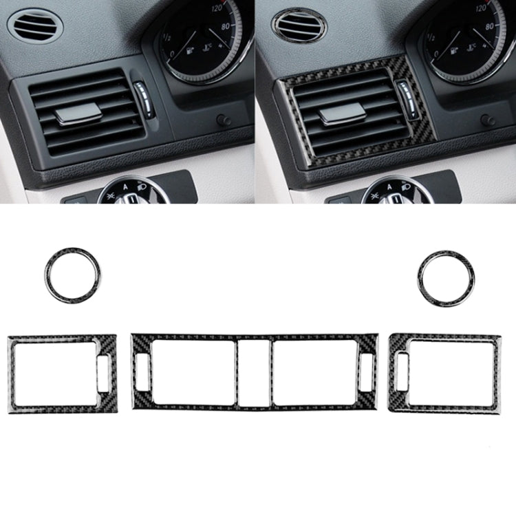 คาร์บอนไฟเบอร์ Air Outlet แหวน + กลาง Air Outlet + ด้านข้าง Air Outlet แผงสติกเกอร์ตกแต่งสำหรับ Mercedes - benz W204 2007-2010, Air Outlet