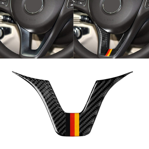 รถธงเยอรมันคาร์บอนไฟเบอร์พวงมาลัยสติกเกอร์ตกแต่งสำหรับ Mercedes-Benz, Steering Wheel (German Flag A)