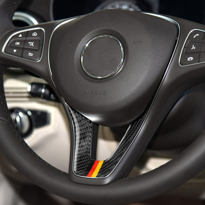 รถธงเยอรมันคาร์บอนไฟเบอร์พวงมาลัยสติกเกอร์ตกแต่งสำหรับ Mercedes-Benz, Steering Wheel (German Flag A)